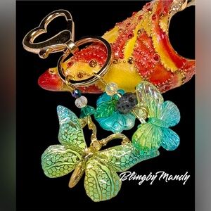 Gold and Green Butterfly Keychain